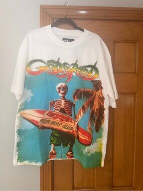 Godspeed White Graphic Surf Skeleton Tee